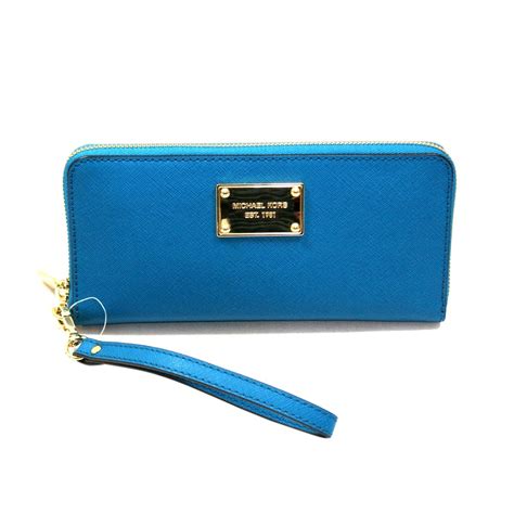 michael kors turquoise zip around wallet|Michael Kors wristlet wallet outlet.